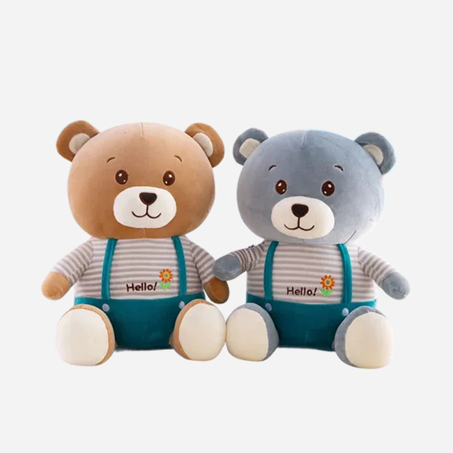 Teddy Bear Soft Toy 30 CM for Kids | Cute Plush Bear in Striped Outfit for Cuddles, Playtime, Room Decor & Gifting
