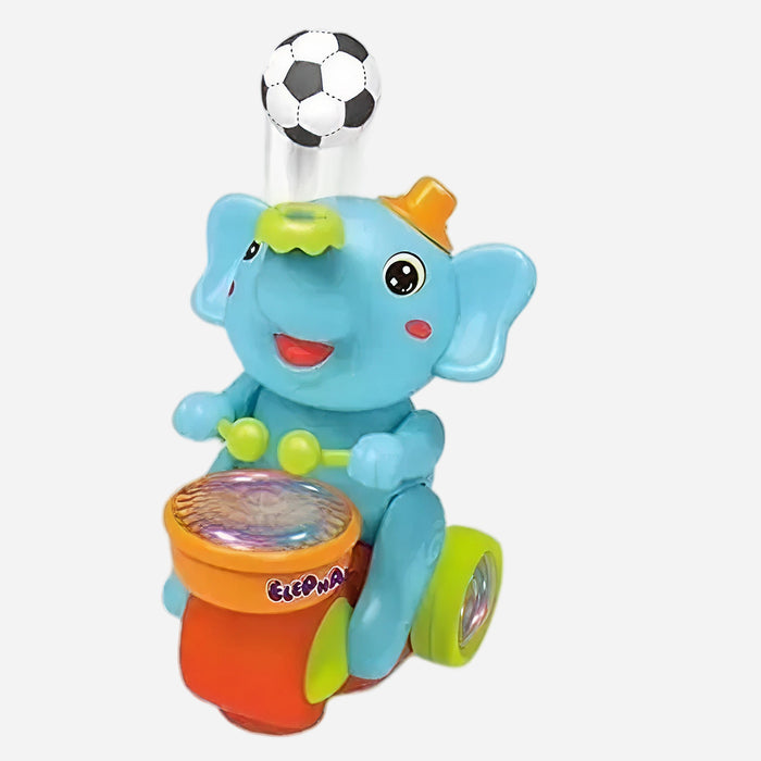 Musical Elephant Toy with Drum & Ball for Kids | Light, Sound & Rolling Action Toy for Early Learning Fun
