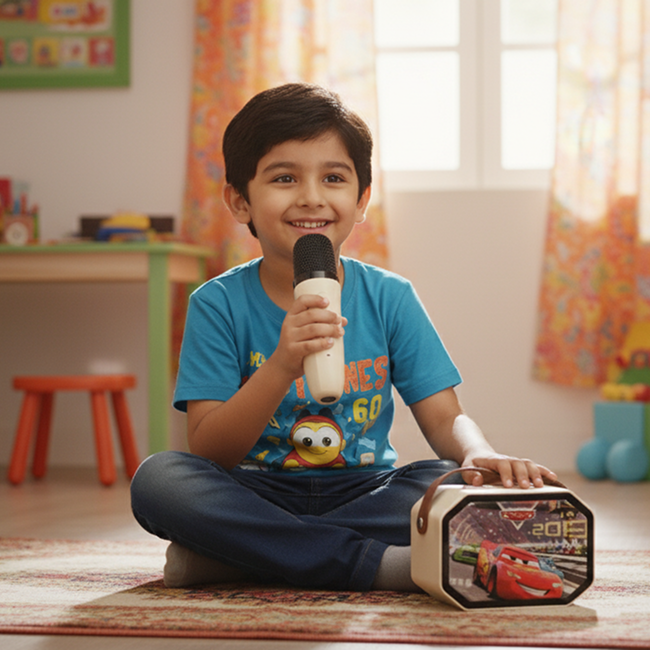 Karaoke Light Speaker for Kids | Bluetooth Portable Karaoke Machine with LED Lights, Microphone & Musical Party Fun