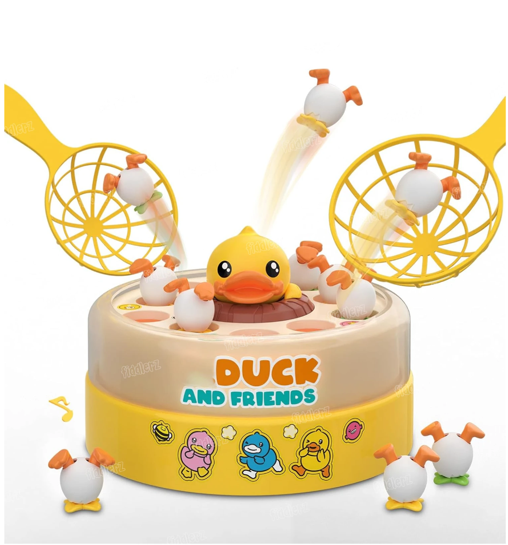 Rotating Duck Catching Game with Light Sound, Two Player Kids Toys