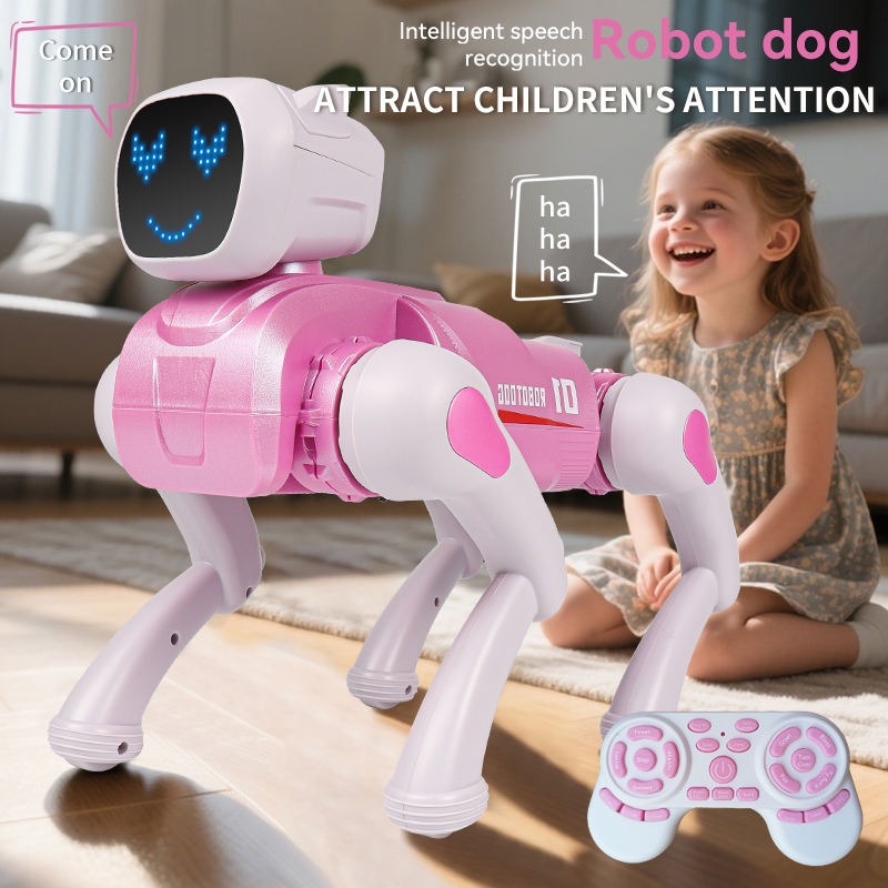 Smart Remote Control Intelligent Robot Dog Toy for Kids Smart Simulation RC Robot with Light, Music & Interactive Functions (Pink)