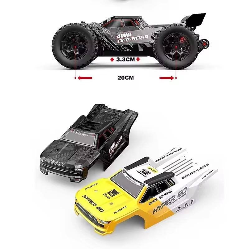 MJX Hyper Go 14207 1:14 RC Car 53km/h Brushless 4WD Off-Road Racing Truck 2.4GHz Remote Control with Dual Body Shells & High Torque Motor