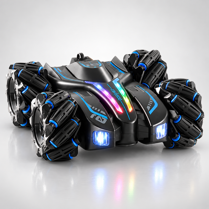 4WD RC Drift Stunt Car with Dual Spray Mist, LED Lights & High Speed Remote Control Toy for Kids (Dual Remote)