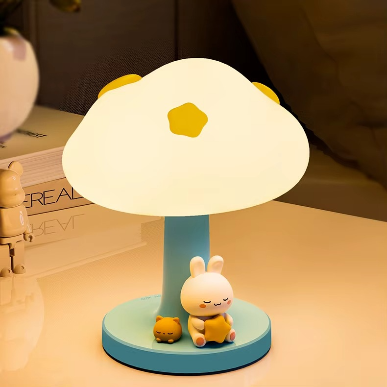 Rabbit Cloud-Shaped Ambient Lighting Bedside Lamp | USB Rechargeable Soft Glow Night Light for Kids Room
