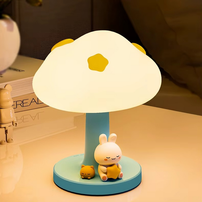Rabbit Cloud-Shaped Ambient Lighting Bedside Lamp | USB Rechargeable Soft Glow Night Light for Kids Room