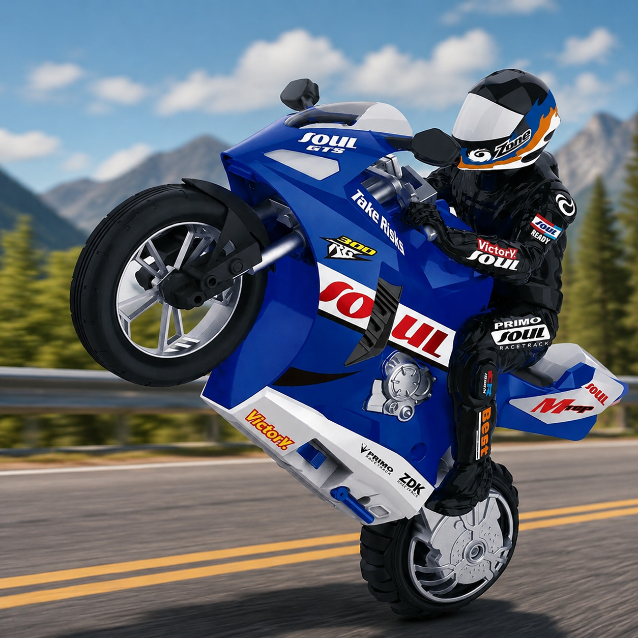 Hui Can HC-802 - 1:6 RC Self-Balancing Stunt Motorcycle | 2.4GHz Drift Racing Bike | 6-Axis Gyro | LED Lights | Rechargeable Battery
