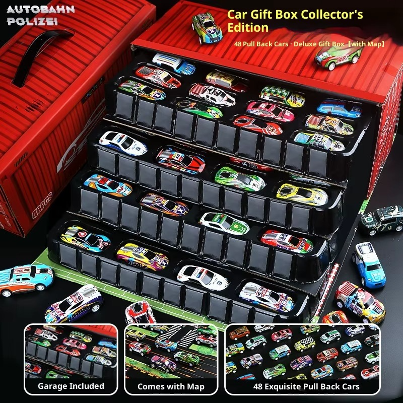 48pc Pull-Back Mini Diecast Alloy Car Toys