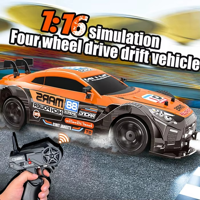 Racing Rally 1:16 Scale 2.4GHz RC Spray Drift Car Full Function Remote Control High Speed Racing Car Toy for Kids