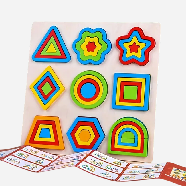 Wooden Shapes Puzzle Board for Kids | Educational Shape Matching & Color Recognition Learning Toy - JT2511-57