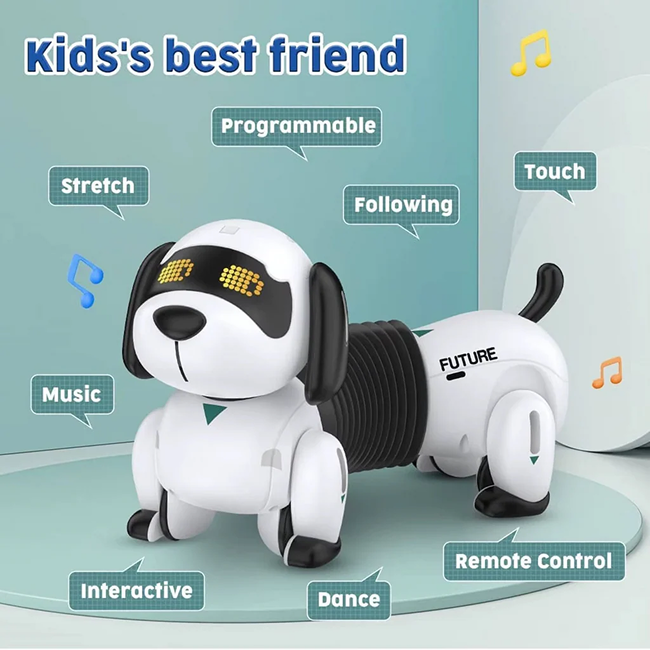 Interactive Robot Dachshund Poodle Dog Toy | Smart Following Puppy with Flexible Body and Remote Control Ball for Kids - K22