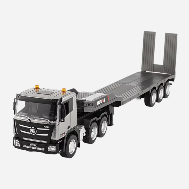 Huina 1318 - 1:18 Scale RC Low Bed Trailer Truck | 2.4GHz Full Function Heavy Duty Construction Transport Truck with Realistic Lights RTR