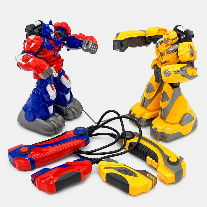Interactive Boxing Battle Robot Toy Set for Kids | 2 Player Fighting Robots with Wired Controllers, Punch Action & Battle Game Fun