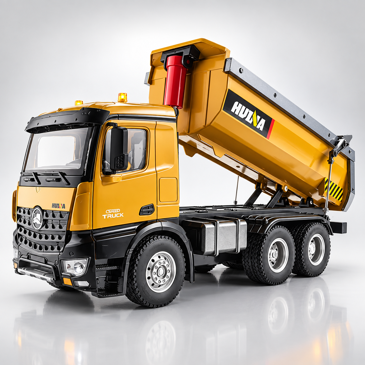 Huina 1573 - 1:14 RC Dump Truck - 2.4GHz Full Function Heavy Duty Construction Tipper with Realistic Dump Bed & LED Lights
