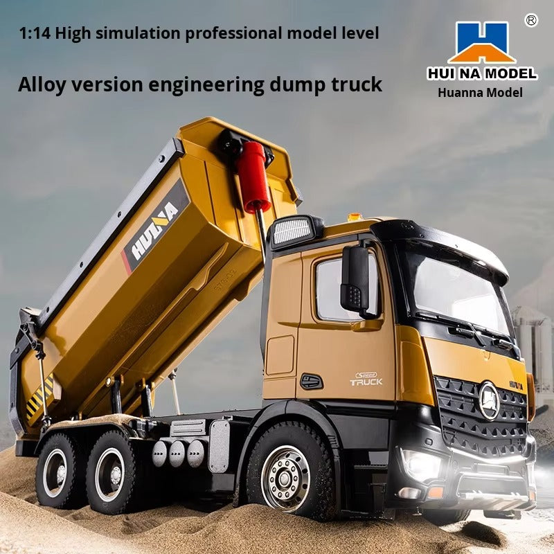 Huina 1573 - 1:14 RC Dump Truck - 2.4GHz Full Function Heavy Duty Construction Tipper with Realistic Dump Bed & LED Lights