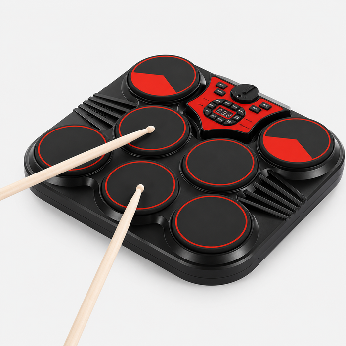 R7113 - Tabletop Electronic Drum Set for Kids & Beginners | 7-Pad Digital Drum Kit with LED Display, Built-in Controls, Drum Sticks & Portable Desktop Design