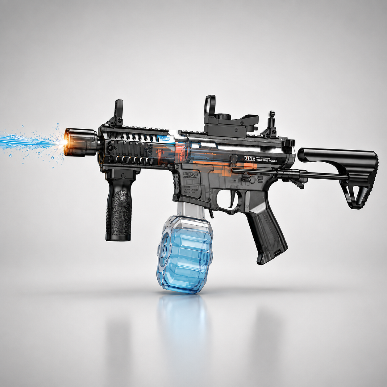 ARPG Electric Water Gun with 600ml Water Tank, 800mAh Rechargeable Battery, Flashing Muzzle & Scope, Automatic Water Blaster Toy with Modular Accessories for Outdoor Water Battles