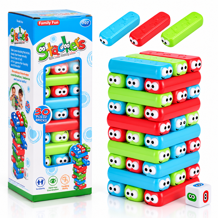 Children Early Education Colorful 30Pcs Plastic Stacking Building Block Plastic Tumbling Tower Educational Construction Toy
