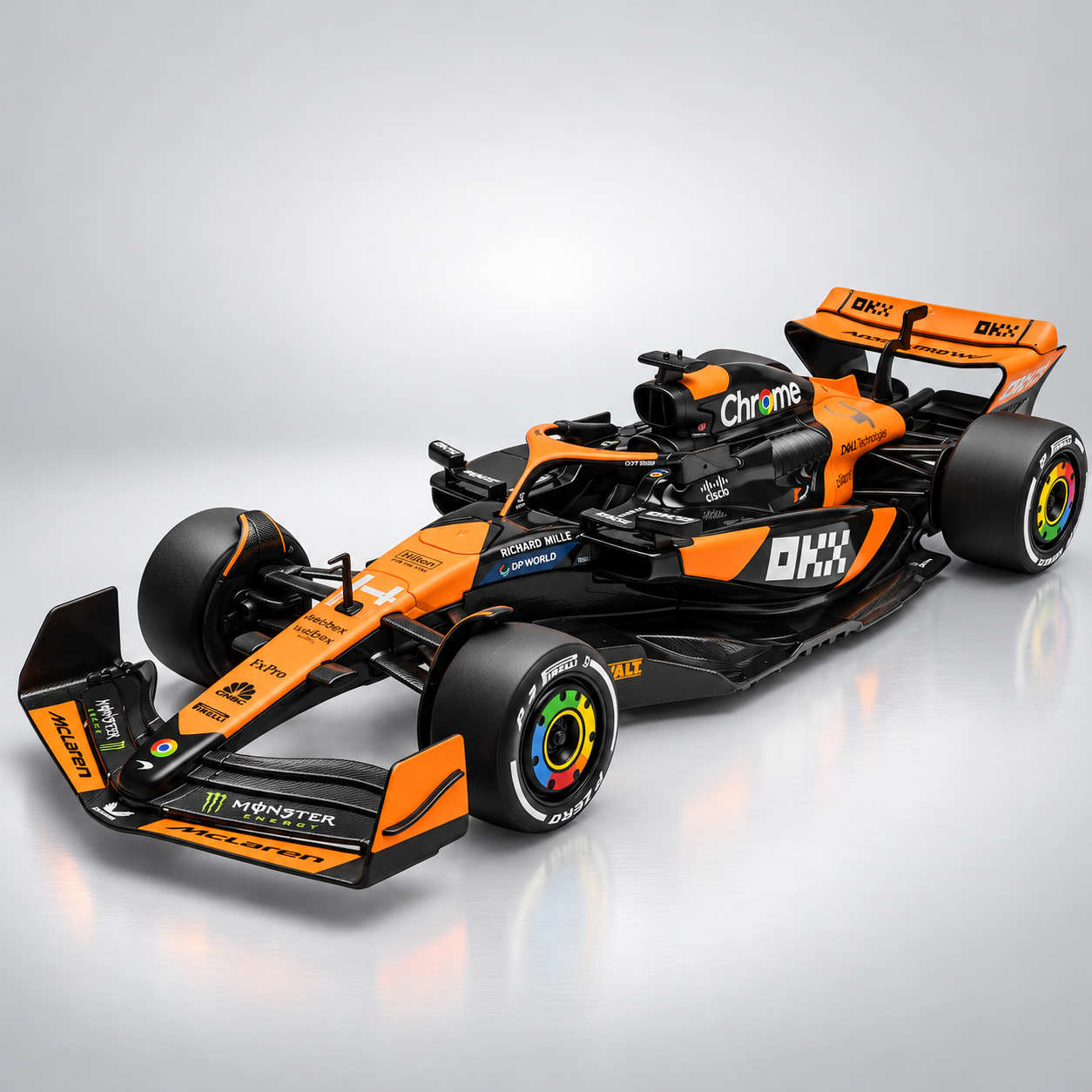 RW5218 McLaren Formula 1 MCL38 Die-Cast Model Car - 1:18 Scale, 2024 Miami Grand Prix Orange and Black Racing Livery