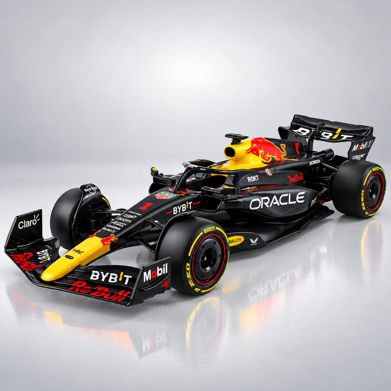 Black Mamba Oracle Red Bull Racing RB19 Formula 1 Die-Cast Model Car, 1:24 Scale, 2023 Racing Livery, Black and Yellow Collector Model