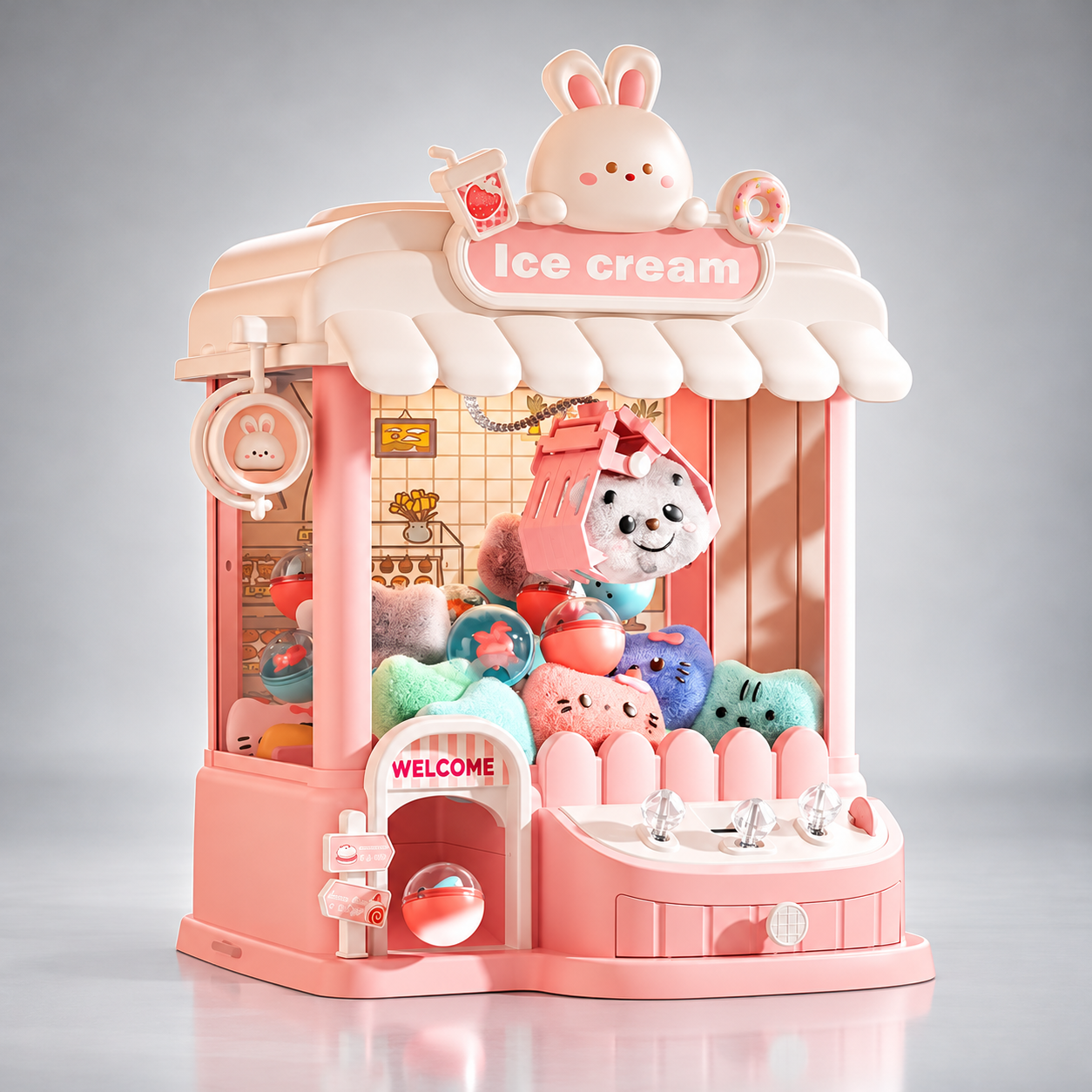 Coin Operated Large Claw Machine Stem Educational Arcades Game Toys Cute Plush Parts Twist Egg Claw Machine for Kids Gifts