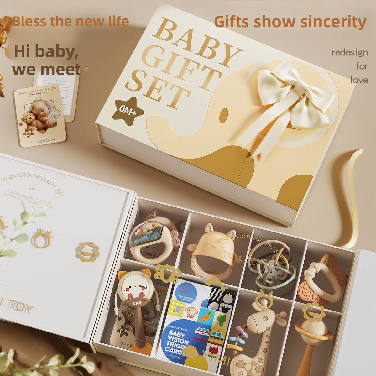 Baby Shower Gifts Set Newborn Baby Rattles Set Soothing Flashing Plastic Toys with Color Box the Best gift for Babies