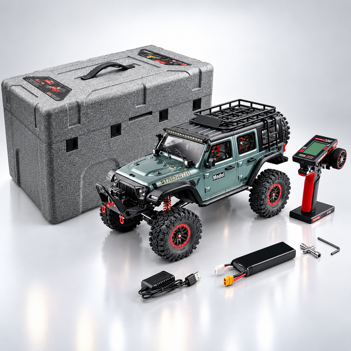 WLtoys 104006 - 1:10 4WD RC Rock Crawler, 2.4GHz Digital Display Remote, 550 Brushed Motor, 2-Speed Gearbox, Front & Rear Differential Locks, Portal Axles, Electric Winch, LED Lights & 7.4V Battery