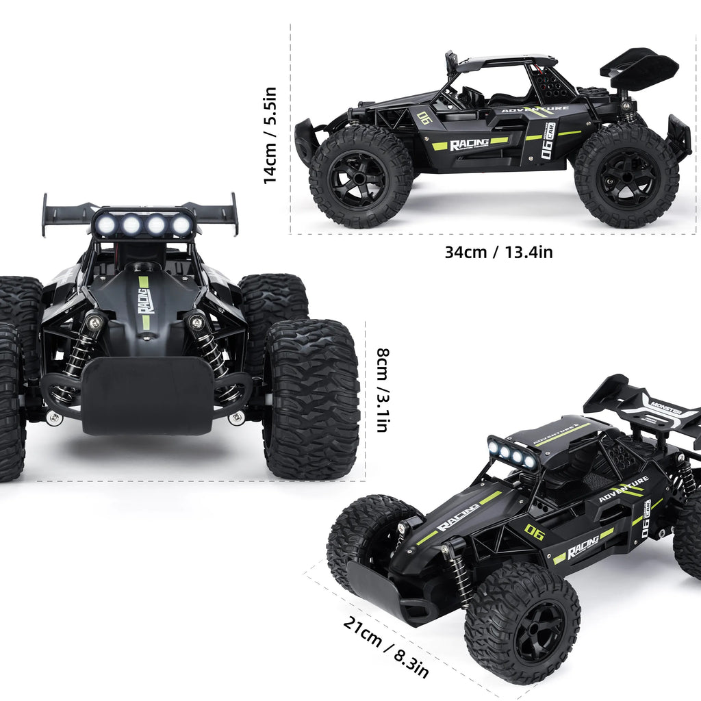 1:12 Scale Alloy RC Truck 2.4GHz High Speed 20km/h Remote Control Car RWD Metal Body Off-Road Vehicle with LED Lights, Durable Suspension, Long Range Racing Toy for Kids & Adults - 3699-057