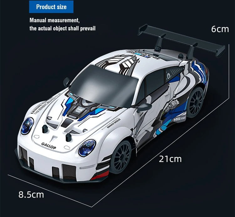 1:24 Scale 2.4GHz 4WD RC Drift Racing Car with LED Headlights PVC Body Spring Suspension High Speed Stunt Drift Remote Control Car for Kids description image 10