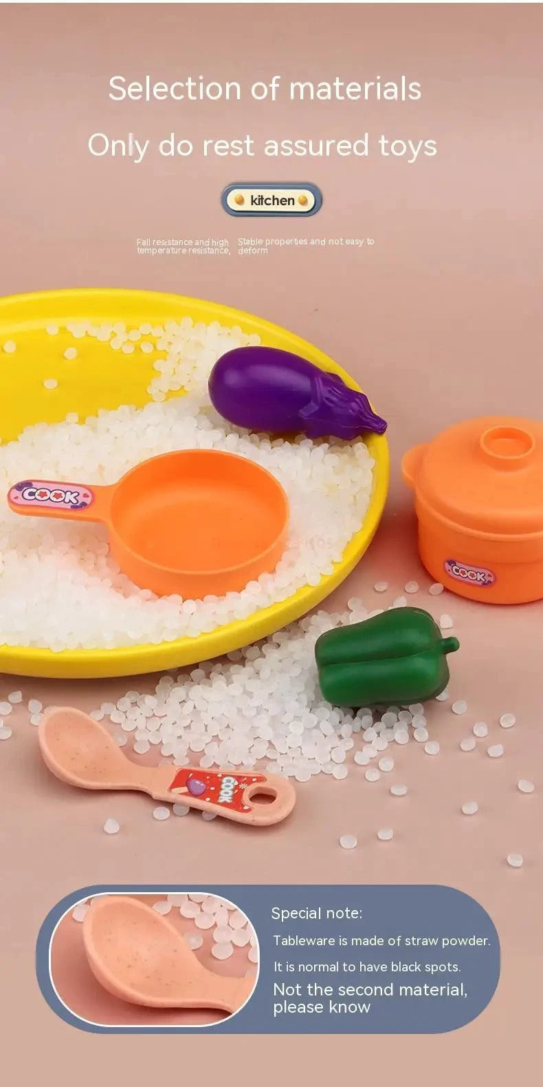 Mini Dream Kitchen Pretend Play Cooking Set with Cookware, Utensils, Vegetables, Sink & Storage Cabinet – Educational Role Play Toy for Kids 3+ Years description image 10