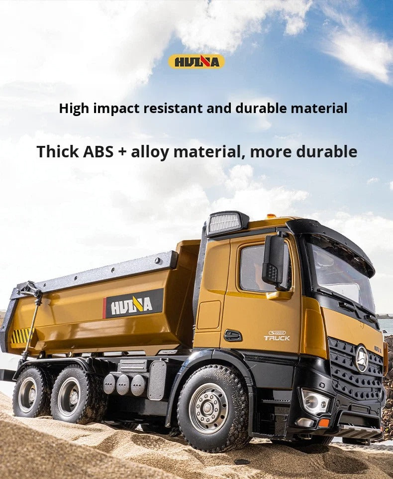 Huina 1573 - 1:14 RC Dump Truck - 2.4GHz Full Function Heavy Duty Construction Tipper with Realistic Dump Bed & LED Lights description image 10