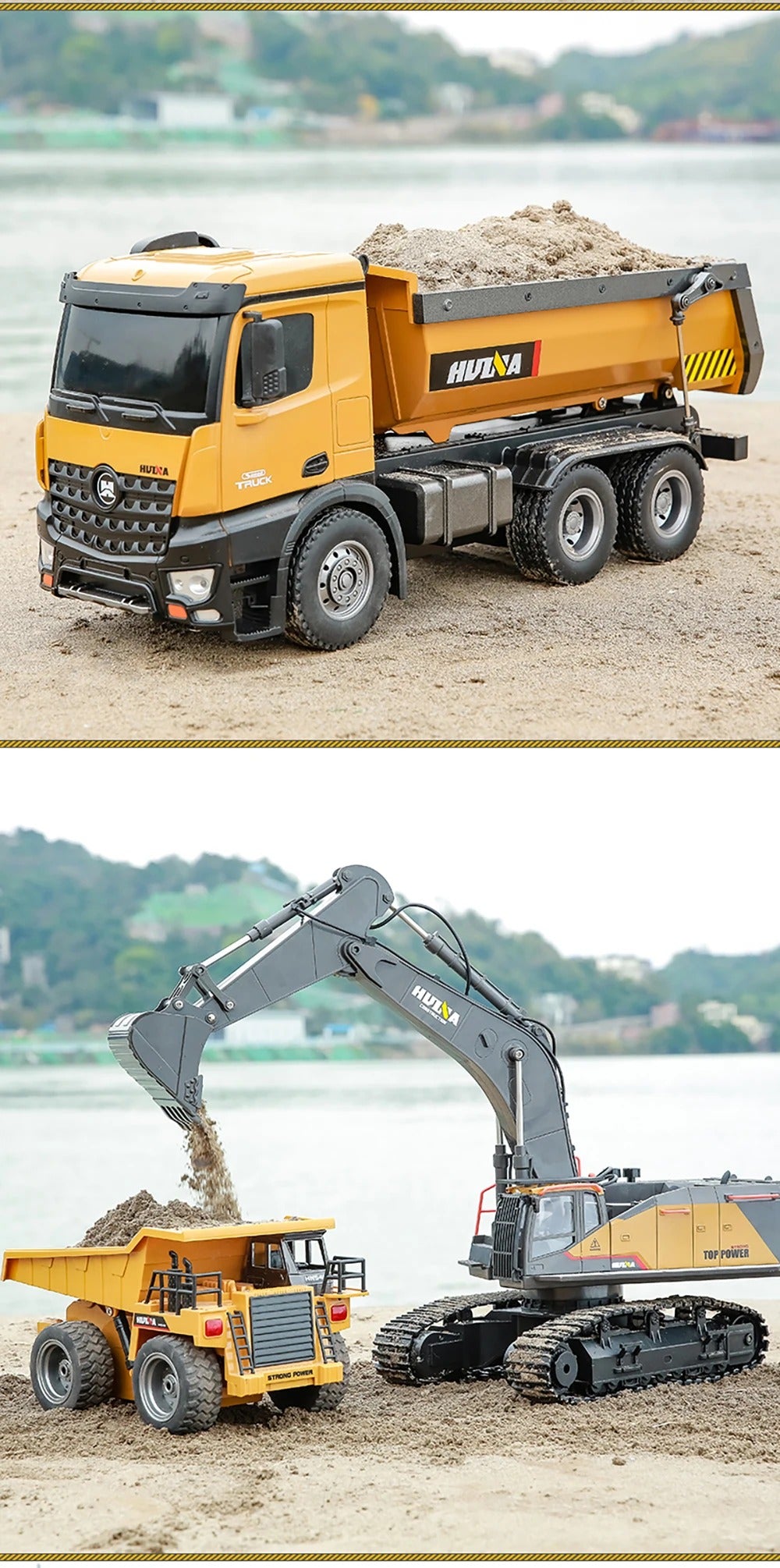 Huina 1592 - 1:14 RC Excavator | 2.4GHz 22CH Semi-Alloy Construction Digger with Metal Bucket, Realistic Lights & Sound description image 11
