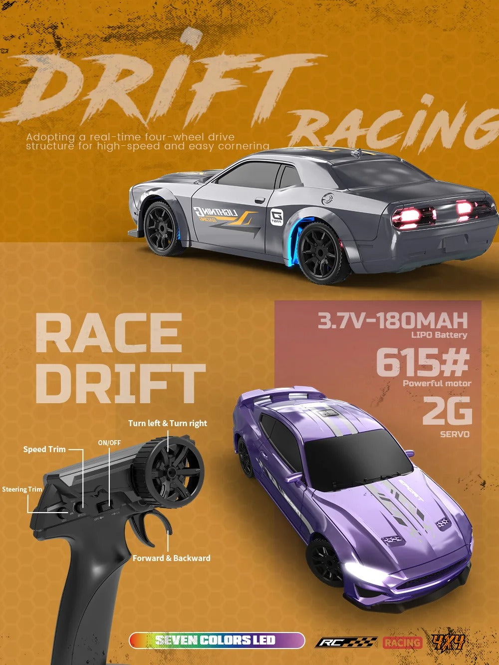 1:43 Scale 4WD RC Drift Car 2.4GHz Mini Remote Control Racing Car Toy - 8500 description image 11