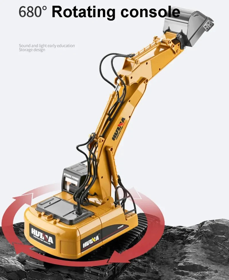 HUINA 1535 - 1:14 Scale 15ch RC Die-cast RC Excavator Construction Truck Toys Radio Control Toy Alloy Engineering Excavator description image 12