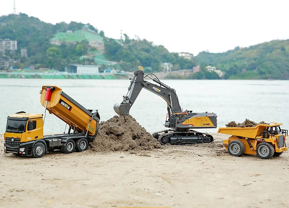 Huina 1592 - 1:14 RC Excavator | 2.4GHz 22CH Semi-Alloy Construction Digger with Metal Bucket, Realistic Lights & Sound description image 12