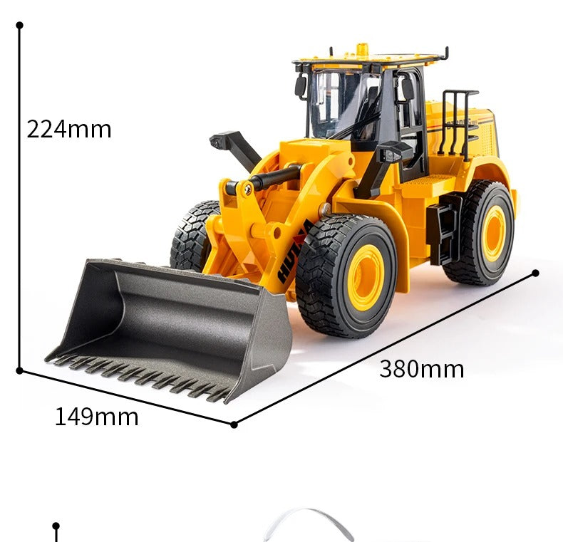 Huina 1552 - 1:16 RC Wheel Loader | 2.4GHz 11CH Semi-Alloy Front End Construction Loader with Metal Bucket, Lights & Sound description image 14