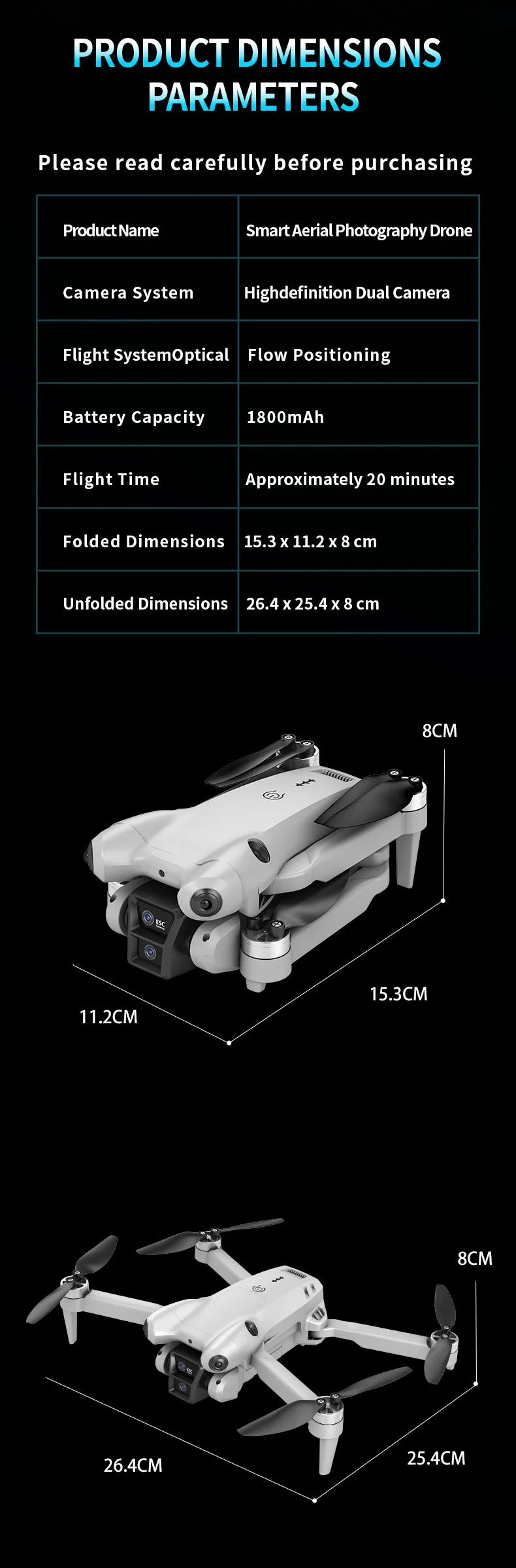 DJW M4 Ultra Foldable Dual Camera Drone with 4.3