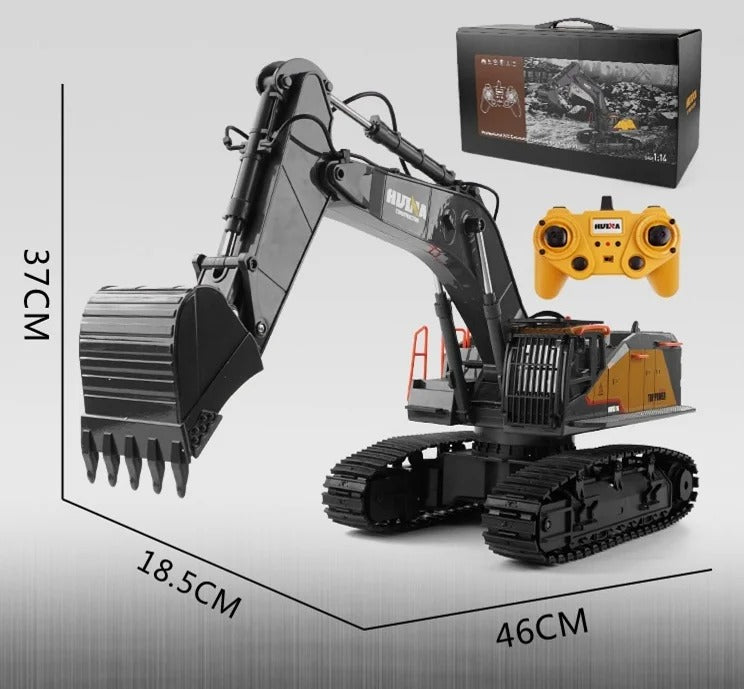Huina 1592 - 1:14 RC Excavator | 2.4GHz 22CH Semi-Alloy Construction Digger with Metal Bucket, Realistic Lights & Sound description image 14