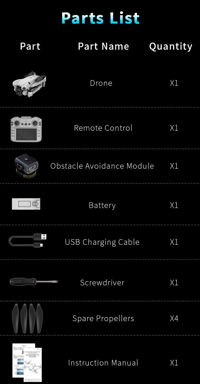 DJW M4 Ultra Foldable Dual Camera Drone with 4.3