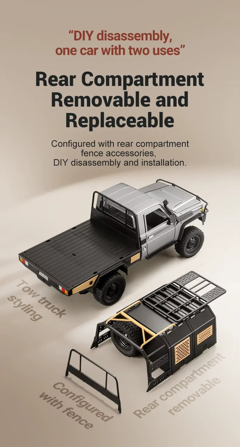MNRC MN82S - 1:12 Toyota Land Cruiser LC79 RC Rock Crawler | 4WD 2.4GHz Full Proportional Off-Road Pickup Truck with LED Lights description image 17