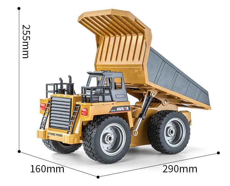 Huina 1533 - 1:18 RC Dump Truck 2.4GHz 9CH Alloy Tipping Construction Vehicle with Full Function Remote Control & LED Lights description image 17