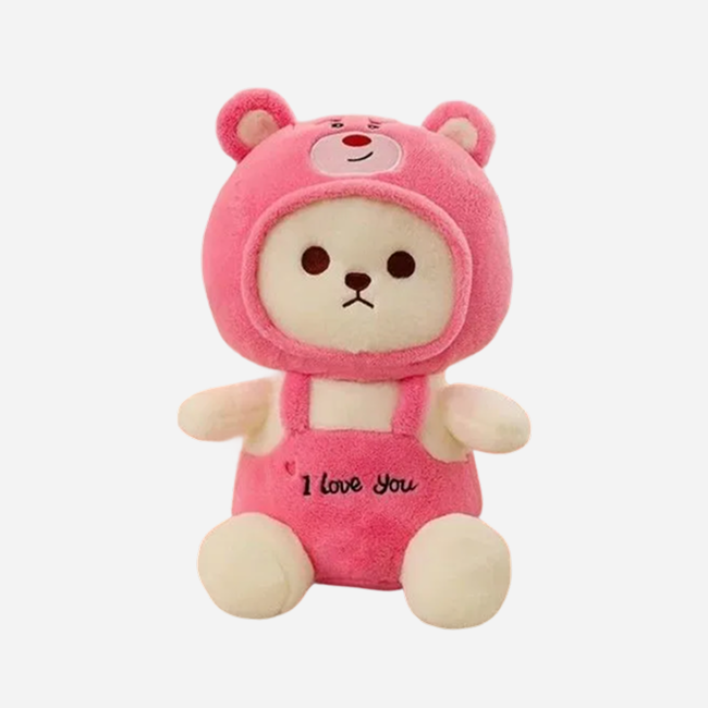 Cap Baby Bear Soft Toy 30 CM for Kids | Cute Plush Teddy in Pink Hooded Outfit for Cuddles, Playtime, Room Decor & Gifting