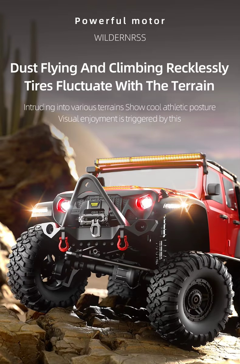 HB Toys R1016 - 1:10 4WD RC Rock Crawler Truck | Full Proportional Off-Road Climbing Car with Dual Motor, 2.4GHz Remote, LED Lights description image 19