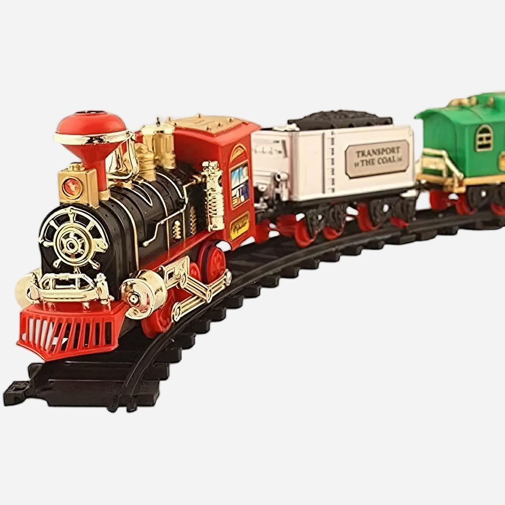 Classic Steam Train Set with Track - Choo Choo Super Locomotive Toy with Passenger & Cargo Cars - NO.19020B