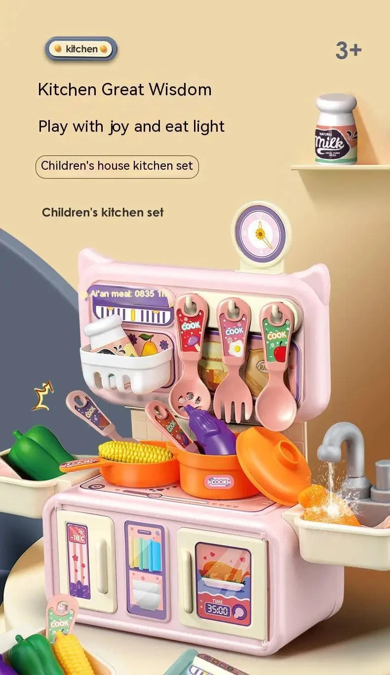 Mini Dream Kitchen Pretend Play Cooking Set with Cookware, Utensils, Vegetables, Sink & Storage Cabinet – Educational Role Play Toy for Kids 3+ Years description image 1
