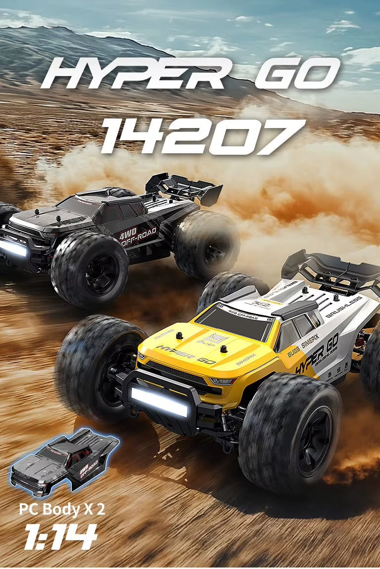 MJX Hyper Go 14207 - 1:14 Brushless RC Off-Road Truck | 4WD 53km/h High-Speed Racer with Dual Body Shells & Oil-Filled Shocks description image 1