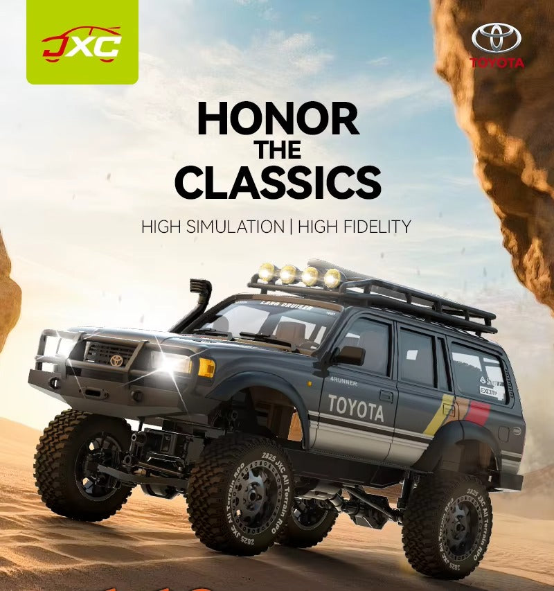 JXC LC80 - 1:12 Toyota Land Cruiser RC Car | 4WD 2.4GHz Remote Control Off-Road Rock Crawler Truck with LED Lights, Realistic Body & Full Function Control description image 1