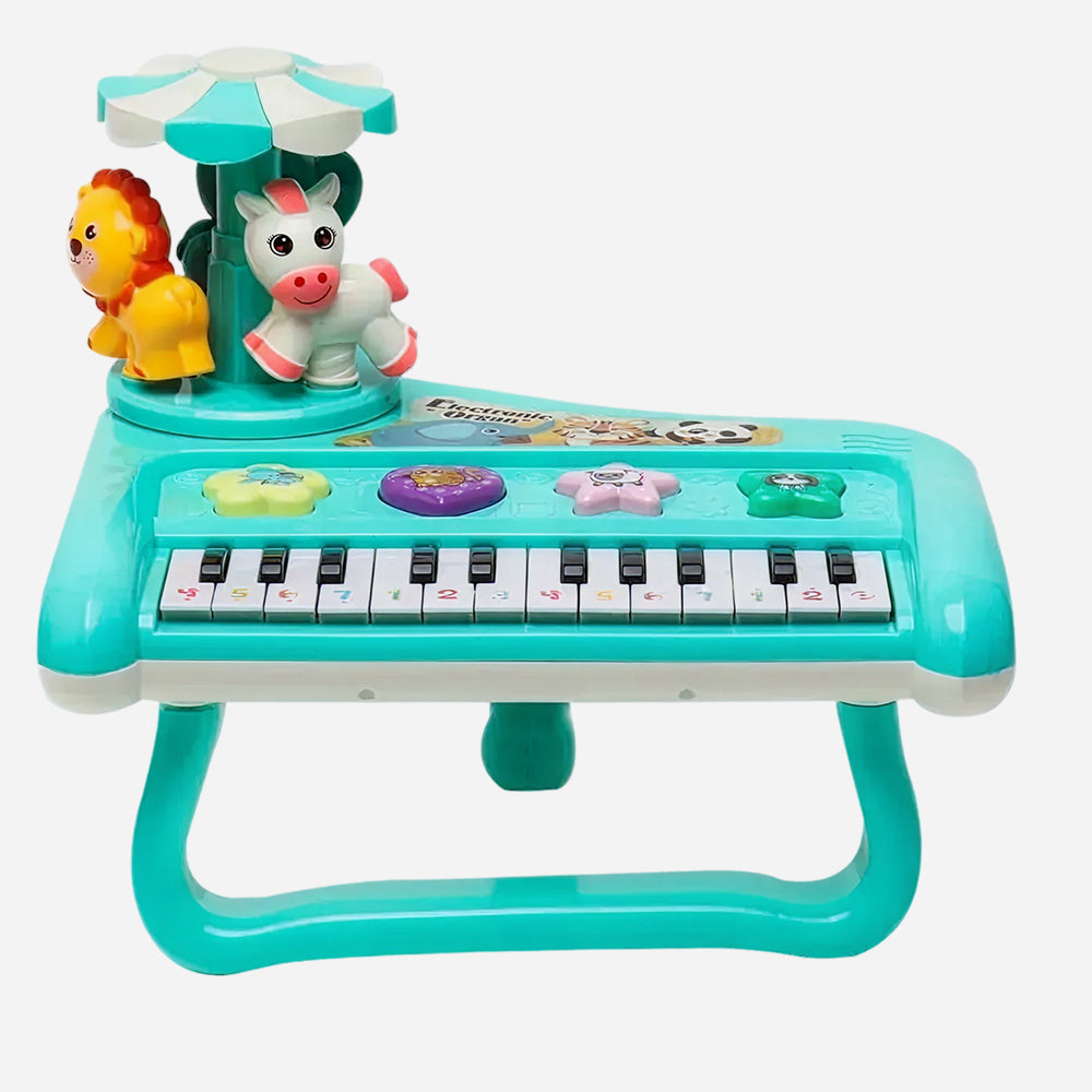 Animal Carousel Musical Keyboard Toy with Rotating Merry-Go-Round, Piano Keys, Animal Sounds, Lights & Learning Activities for Kids 3+ Years