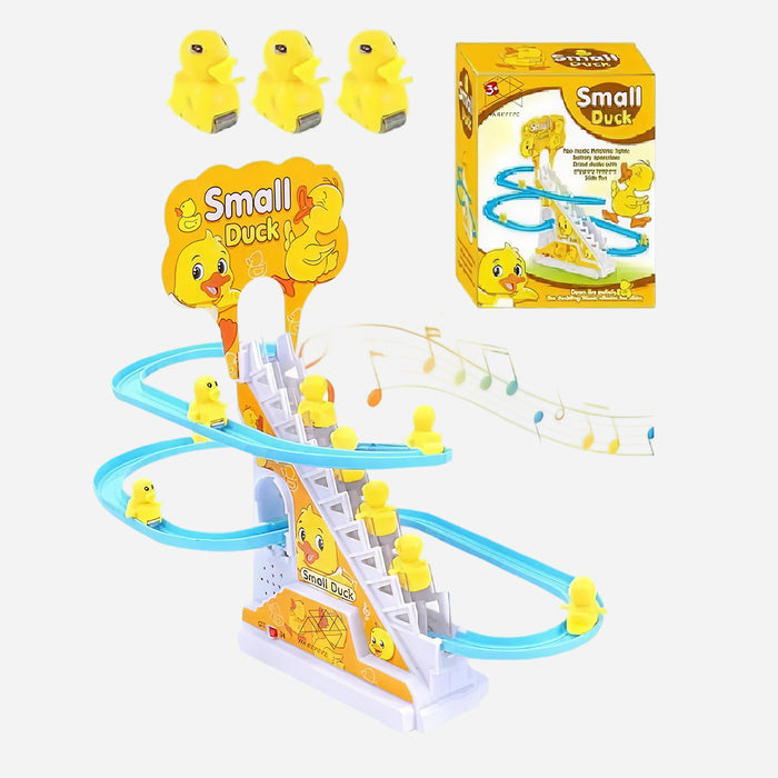 Duck Climbing Stairs Musical Track Toy with 3 Moving Ducks, Lights, Sound & Roller Coaster Track | Educational Toy for Kids 3+ Years