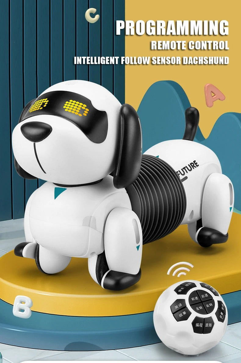 Smart Dachshund Robot Dog Toy Remote Control Interactive Electronic Pet with Touch Sensor Follow Function Music Dance Walking for Kids - K22 description image 1
