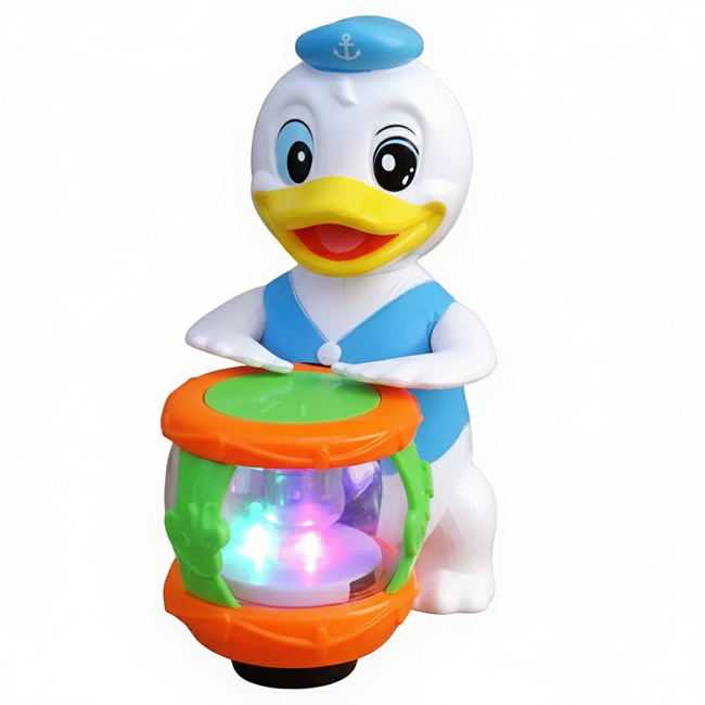 Musical Drumming Duck Toy with LED Light-Up Drum, Rhythm Sounds, Flashing Lights & Animated Drum Beat Action for Kids 3+ Years
